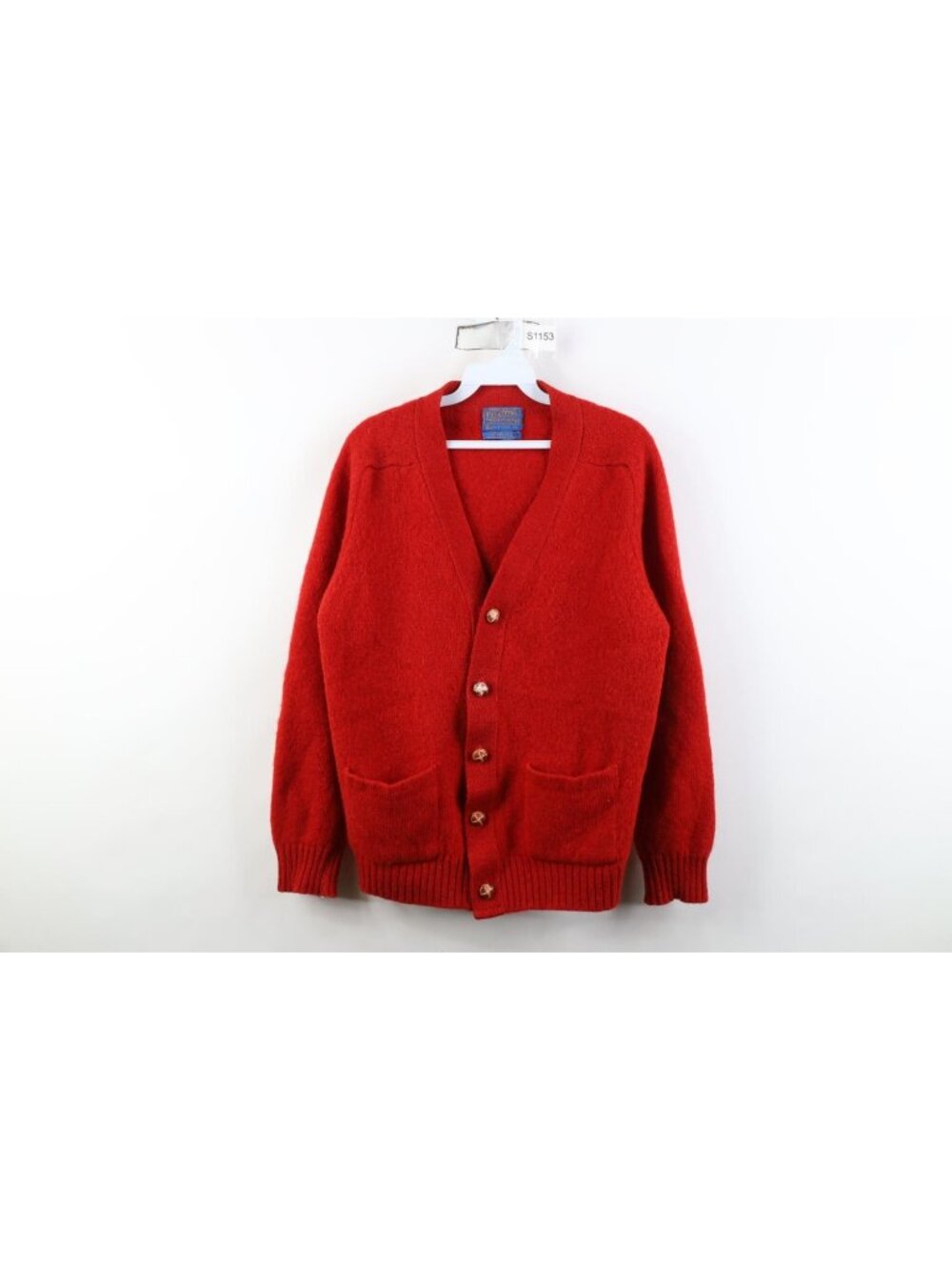 AS IS Vtg 70s Pendleton Womens Large Thrashed Shetland Wool Cardigan Sweater USA